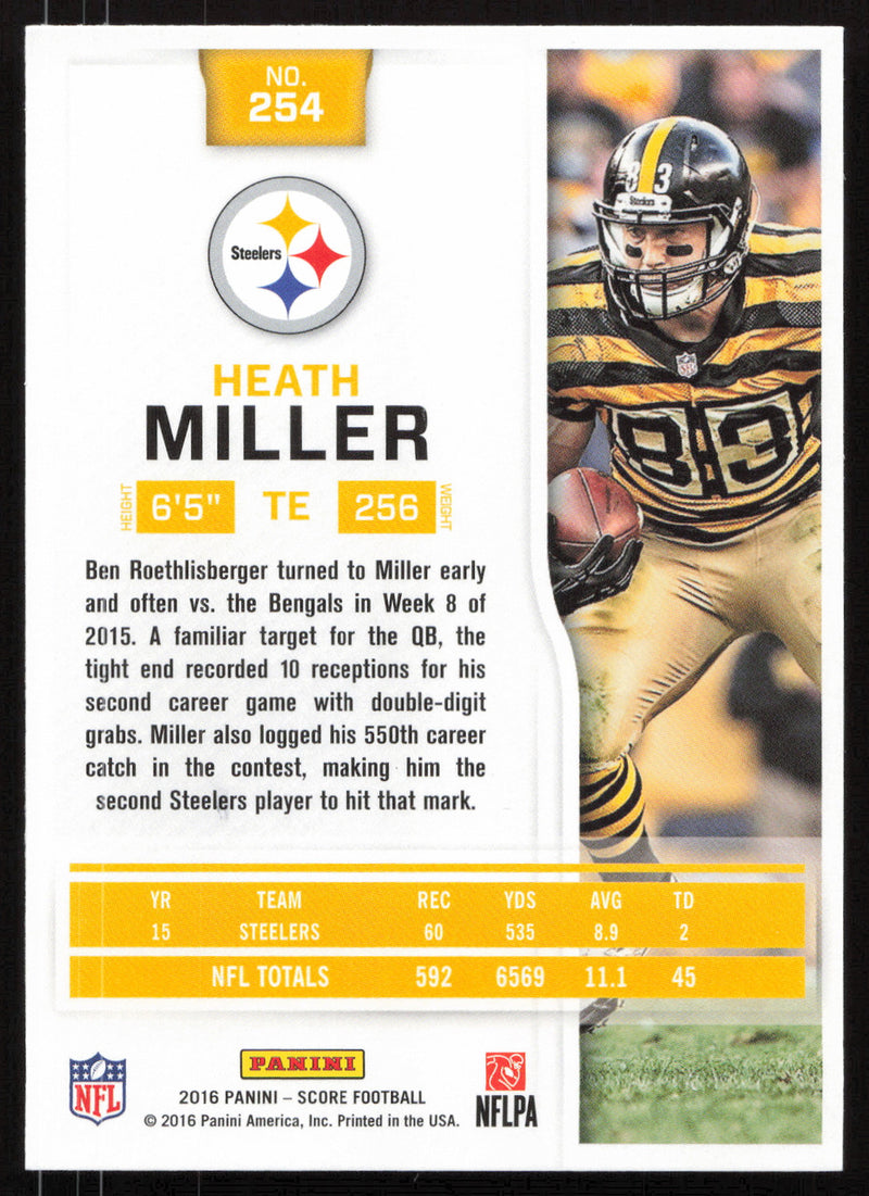 Heath Miller Autographed 2016 Score Card #254 Pittsburgh Steelers SKU #265379