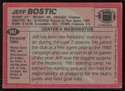Jeff Bostic Autographed 1983 Topps Rookie Card #187 Washington Redskins SKU #265394