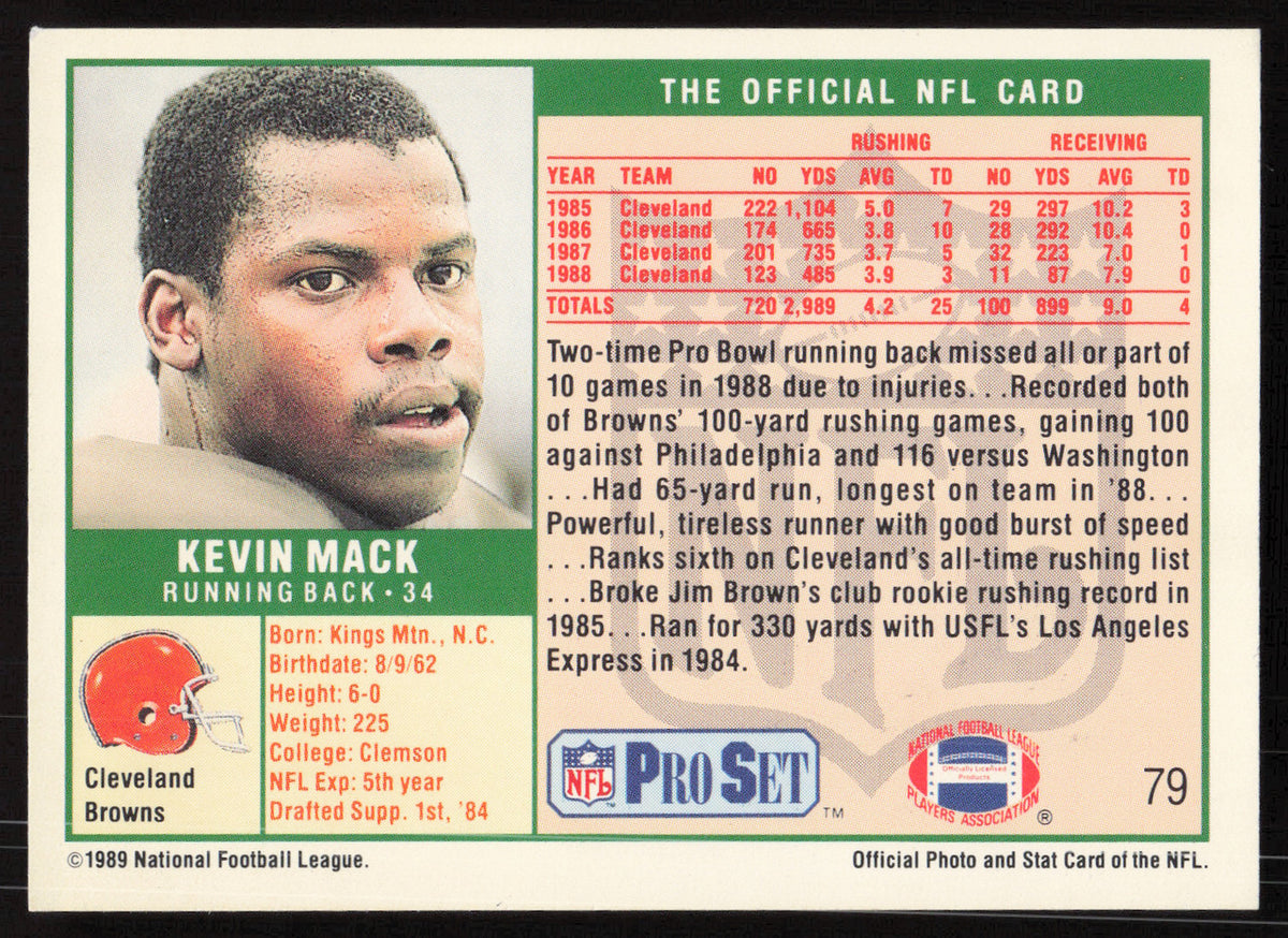 Kevin Mack Autographed 1989 Pro Set Card #79 Cleveland Browns SKU #265395