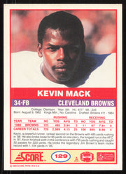 Kevin Mack Autographed 1989 Score Card #129 Cleveland Browns SKU #265398