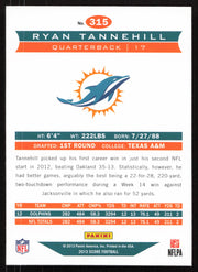 Ryan Tannehill Autographed 2013 Score Card #315 Miami Dolphins SKU #265401