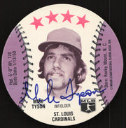 Mike Tyson Autographed 1976 MSA Orbaker's Ice Cream Card St. Louis Cardinals SKU #264320