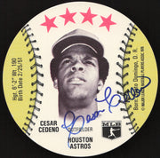Cesar Cedeno Autographed 1976 MSA Orbaker's Ice Cream Card Houston Astros SKU #264333