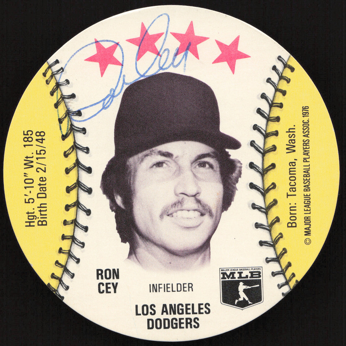Ron Cey Autographed 1976 MSA Orbaker's Ice Cream Card Los Angeles Dodgers SKU #264334
