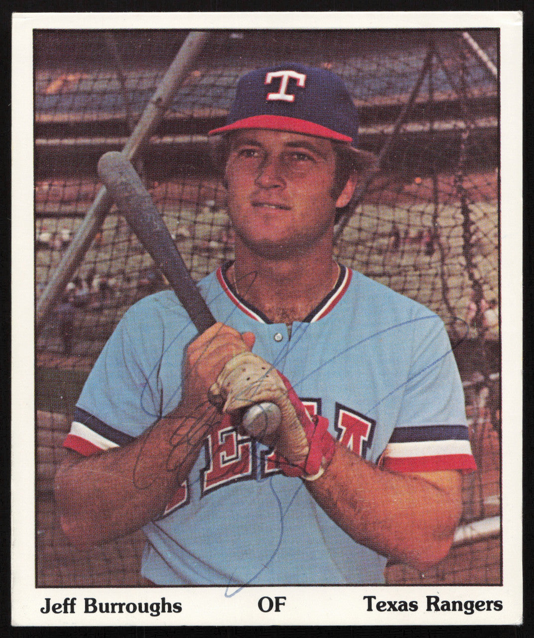 Jeff Burroughs Autographed 1975 SSPC 3.5"x4.25" Card Texas Rangers SKU #264367