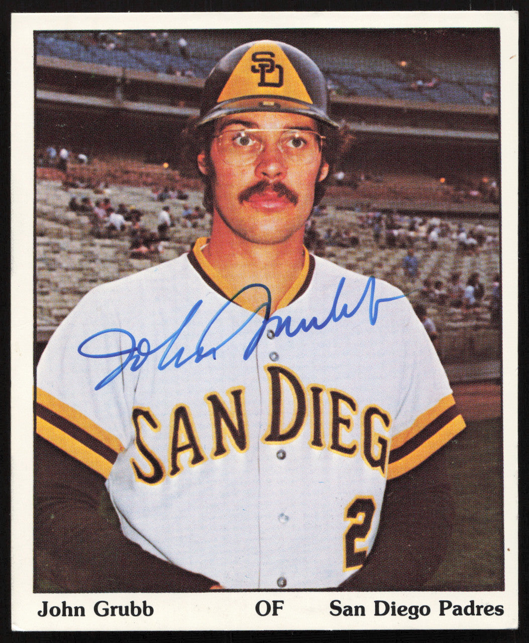 John Johnny Grubb Autographed 1975 SSPC 3.5"x4.25" Card San Diego Padres SKU #264370