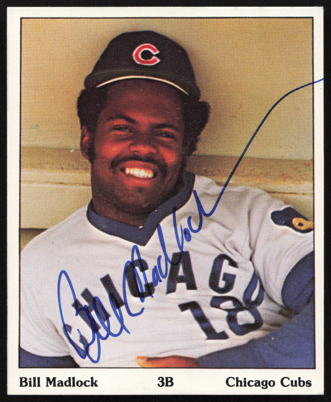 Bill Madlock Autographed 1975 SSPC 3.5"x4.25" Card Chicago Cubs SKU #264372