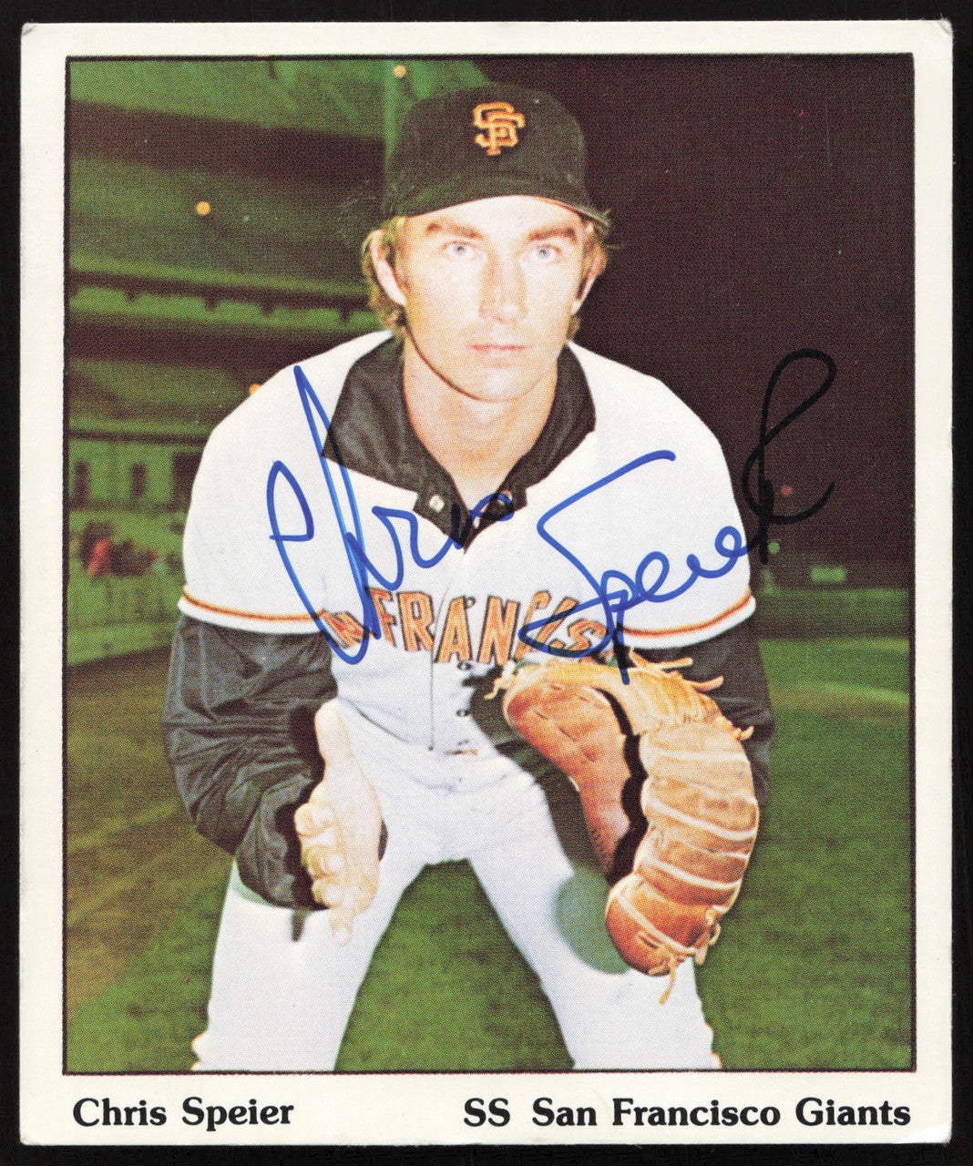 Chris Speier Autographed 1975 SSPC 3.5"x4.25" Card San Francisco Giants SKU #264373