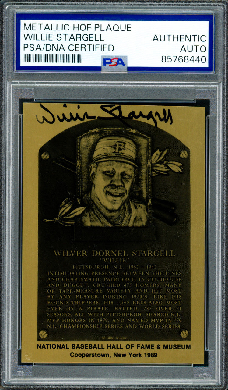 Willie Stargell Autographed 1989 Hall of Fame HOF Metallic Plaque Pittsburgh Pirates PSA/DNA #85768440