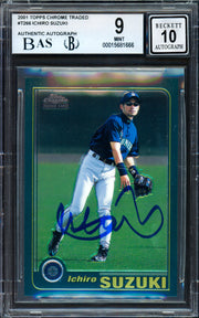 Ichiro Suzuki Autographed 2001 Topps Chrome Traded Rookie Card #T266 Seattle Mariners BGS 9 Auto Grade Gem Mint 10 Beckett BAS #15681666