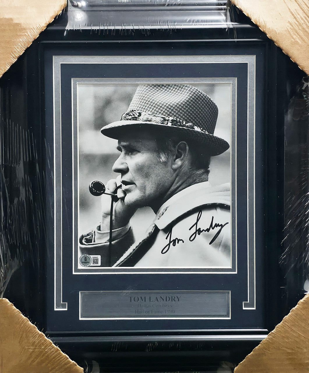 Tom Landry Autographed Framed 8x10 Photo Dallas Cowboys Beckett BAS QR #BV86497