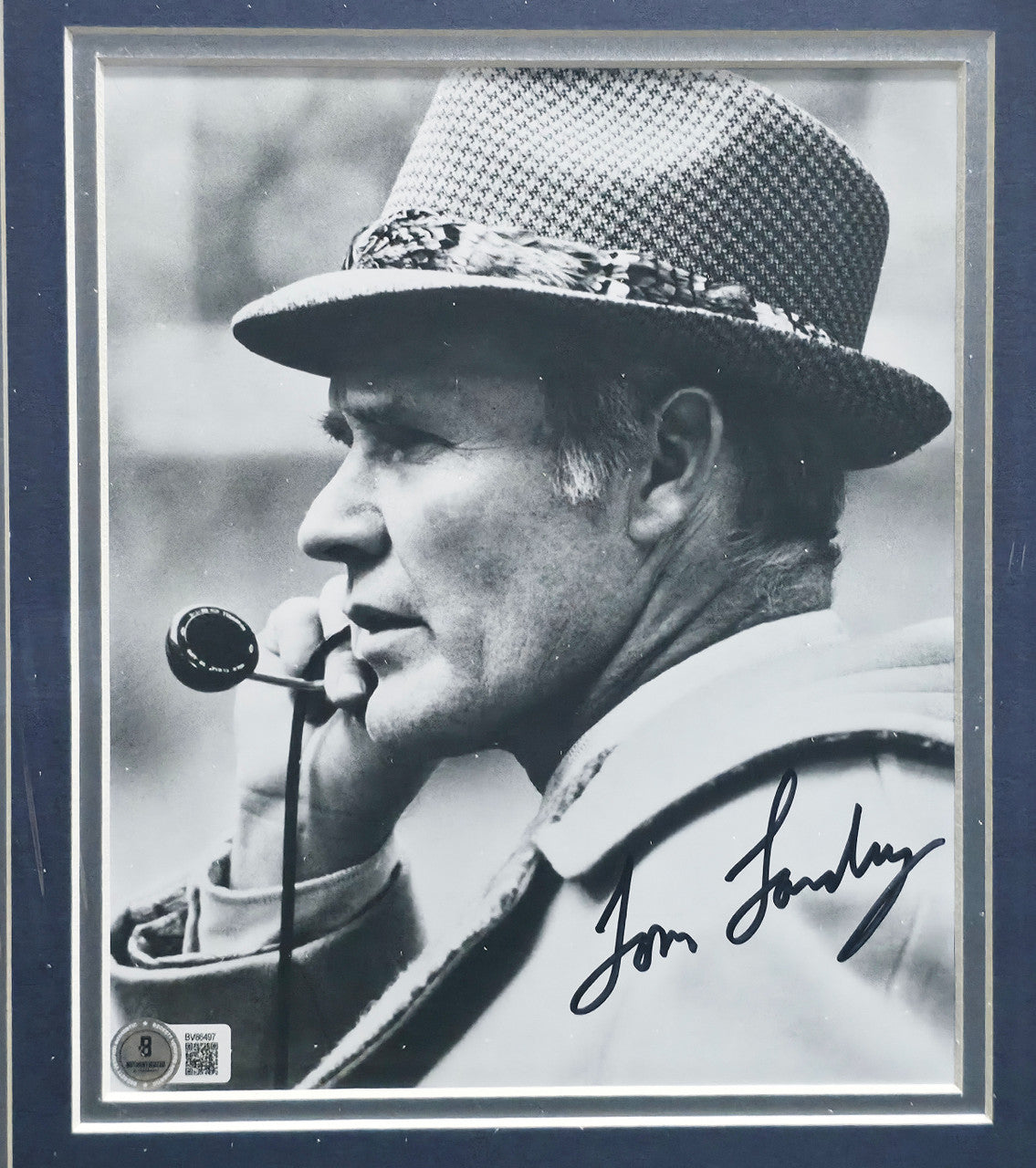Tom Landry Autographed Framed 8x10 Photo Dallas Cowboys Beckett BAS QR #BV86497