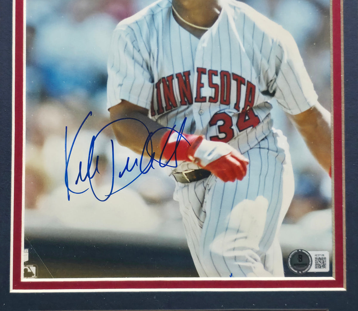 Kirby Puckett Autographed Framed 8x10 Photo Minnesota Twins Beckett BAS #AE37126