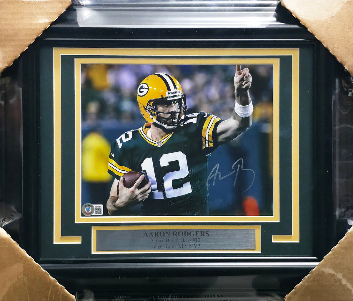 Aaron Rodgers Autographed Framed 8x10 Photo Green Bay Packers Beckett BAS QR #BA85100