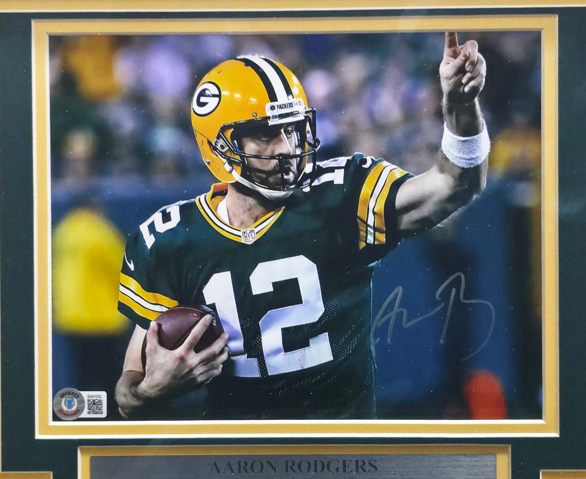 Aaron Rodgers Autographed Framed 8x10 Photo Green Bay Packers Beckett BAS QR #BA85100