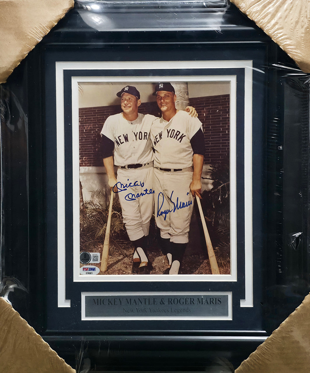 Mickey Mantle & Roger Maris Autographed Framed 8x10 Photo New York Yankees Auto Grade Mint 9 PSA/DNA & Beckett BAS #AE51004