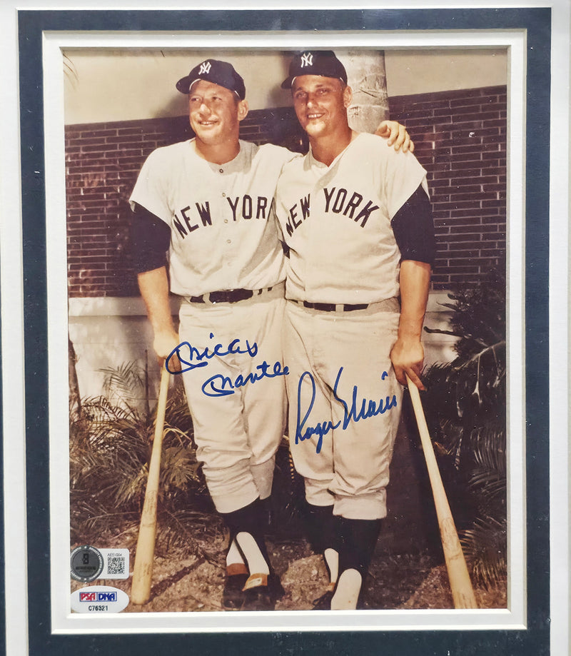 Mickey Mantle & Roger Maris Autographed Framed 8x10 Photo New York Yankees Auto Grade Mint 9 PSA/DNA & Beckett BAS #AE51004