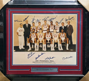 1967-68 Philadelphia 76ers Team Autographed Framed 16x20 Photo With 12 Signatures Including Wilt Chamberlain PSA/DNA #AI02736
