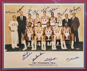 1967-68 Philadelphia 76ers Team Autographed Framed 16x20 Photo With 12 Signatures Including Wilt Chamberlain PSA/DNA #AI02736