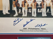 1967-68 Philadelphia 76ers Team Autographed Framed 16x20 Photo With 12 Signatures Including Wilt Chamberlain PSA/DNA #AI02736
