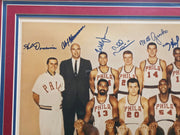 1967-68 Philadelphia 76ers Team Autographed Framed 16x20 Photo With 12 Signatures Including Wilt Chamberlain PSA/DNA #AI02736