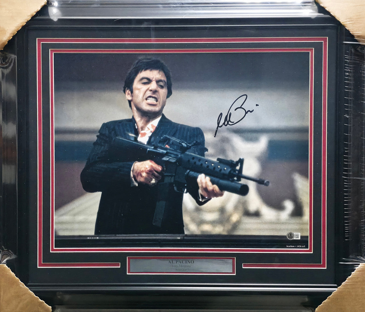 Al Pacino Autographed Framed 16x20 Photo Scarface Beckett BAS QR #BN16670