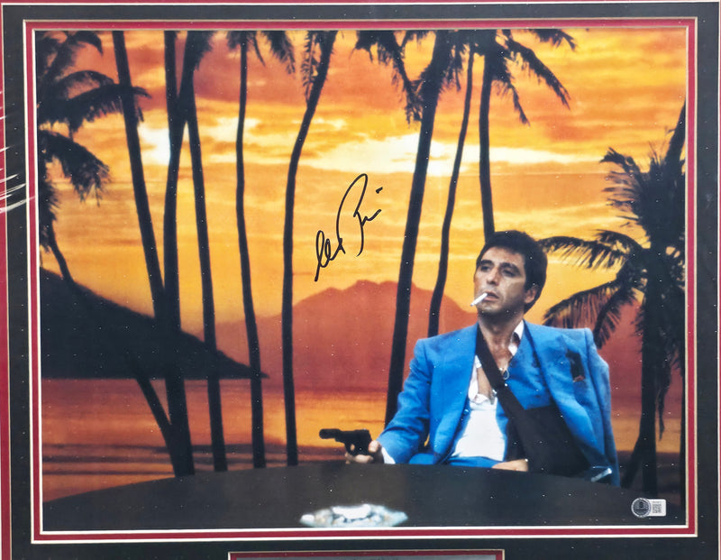 Al Pacino Autographed Framed 16x20 Photo Scarface Beckett BAS QR #BN16675