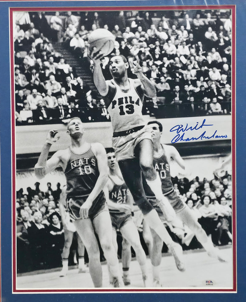 Wilt Chamberlain Autographed Framed 16x20 Photo Philadelphia 76ers Auto Grade Gem Mint 10 PSA/DNA #AO09134