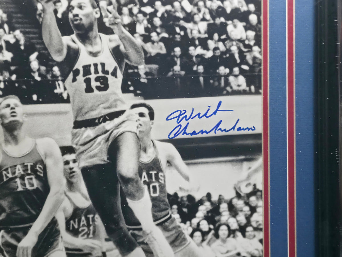Wilt Chamberlain Autographed Framed 16x20 Photo Philadelphia 76ers Auto Grade Gem Mint 10 PSA/DNA #AO09134