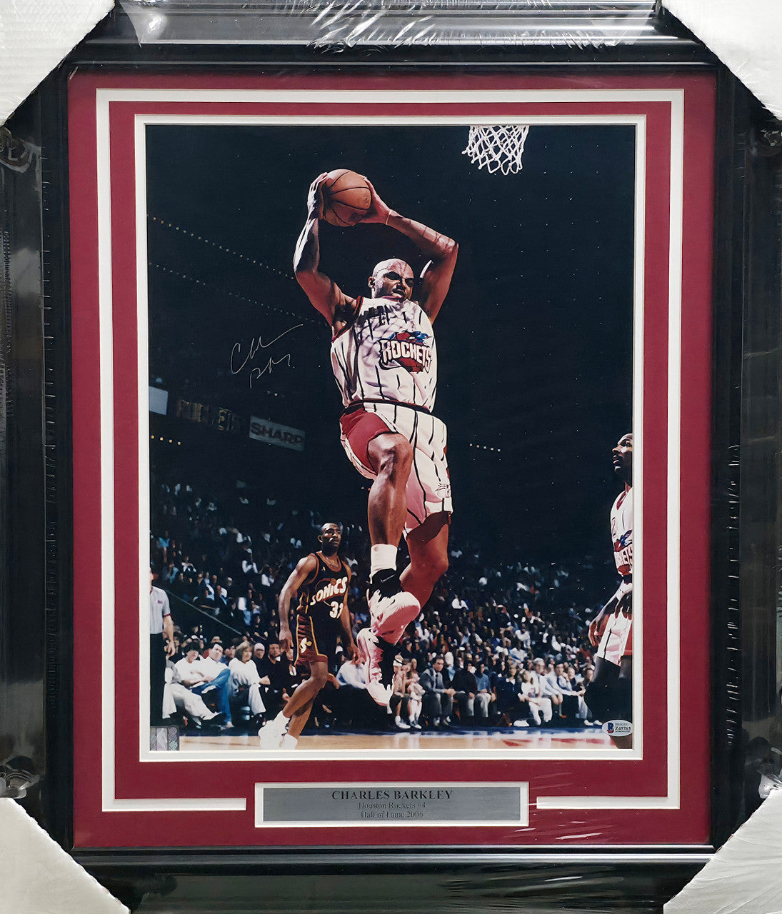 Charles Barkley Autographed Framed 16x20 Photo Houston Rockets Beckett BAS #Z45763