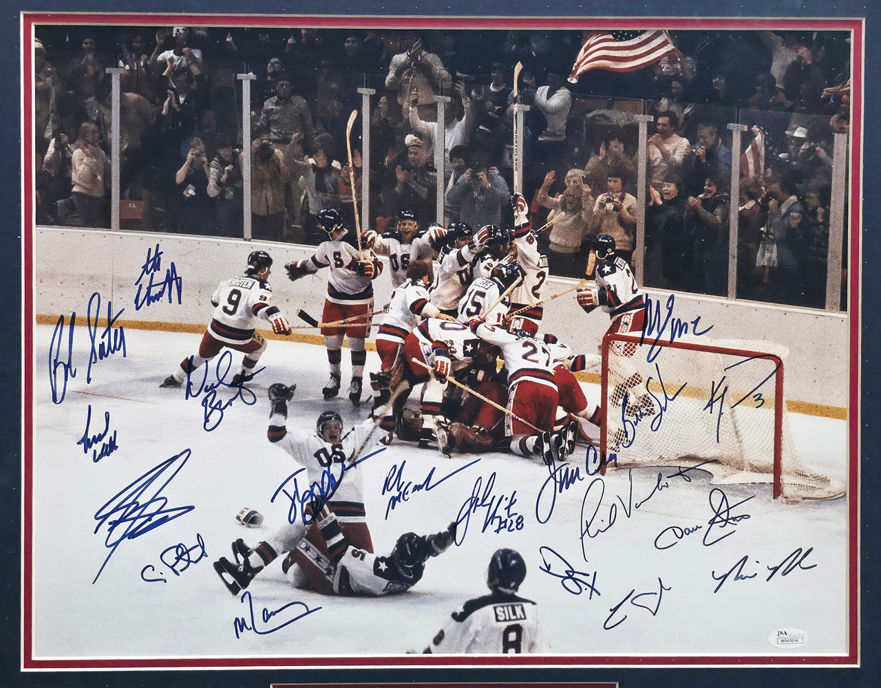1980 Team USA Miracle On Ice Autographed Framed 16x20 Photo With 19 Signatures Including Mike Eruzione JSA #W547014