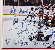 1980 Team USA Miracle On Ice Autographed Framed 16x20 Photo With 20 Signatures Including Herb Brooks Beckett BAS #AE49040