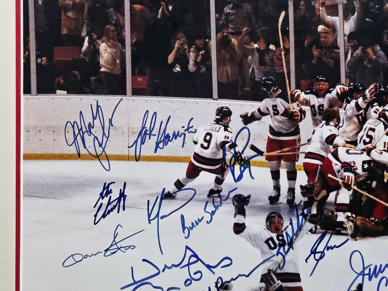 1980 Team USA Miracle On Ice Autographed Framed 16x20 Photo With 20 Signatures Including Herb Brooks Beckett BAS #AE49040