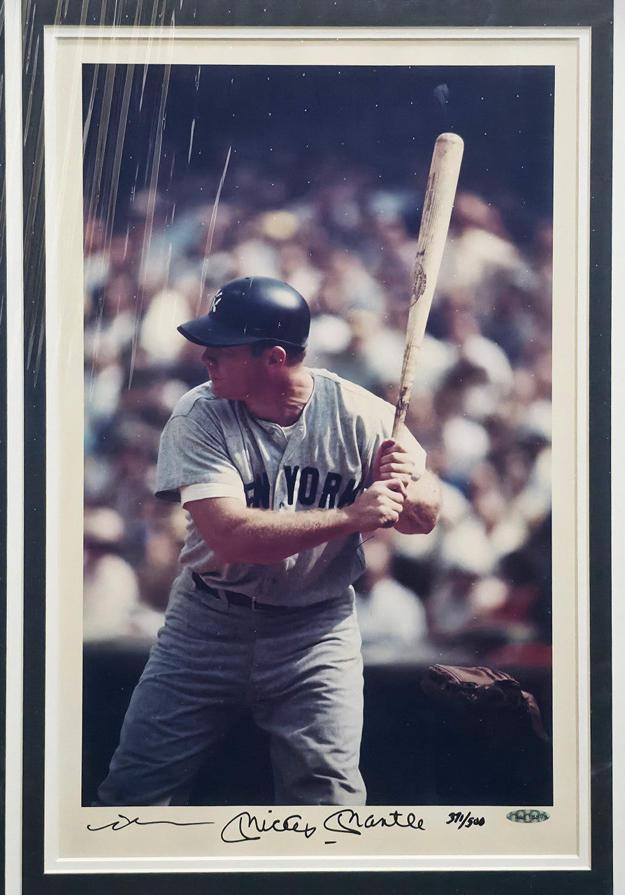 Mickey Mantle Autographed Framed 12x20 Neil Leifer Photo New York Yankees #371/500 UDA Holo #AAE15989