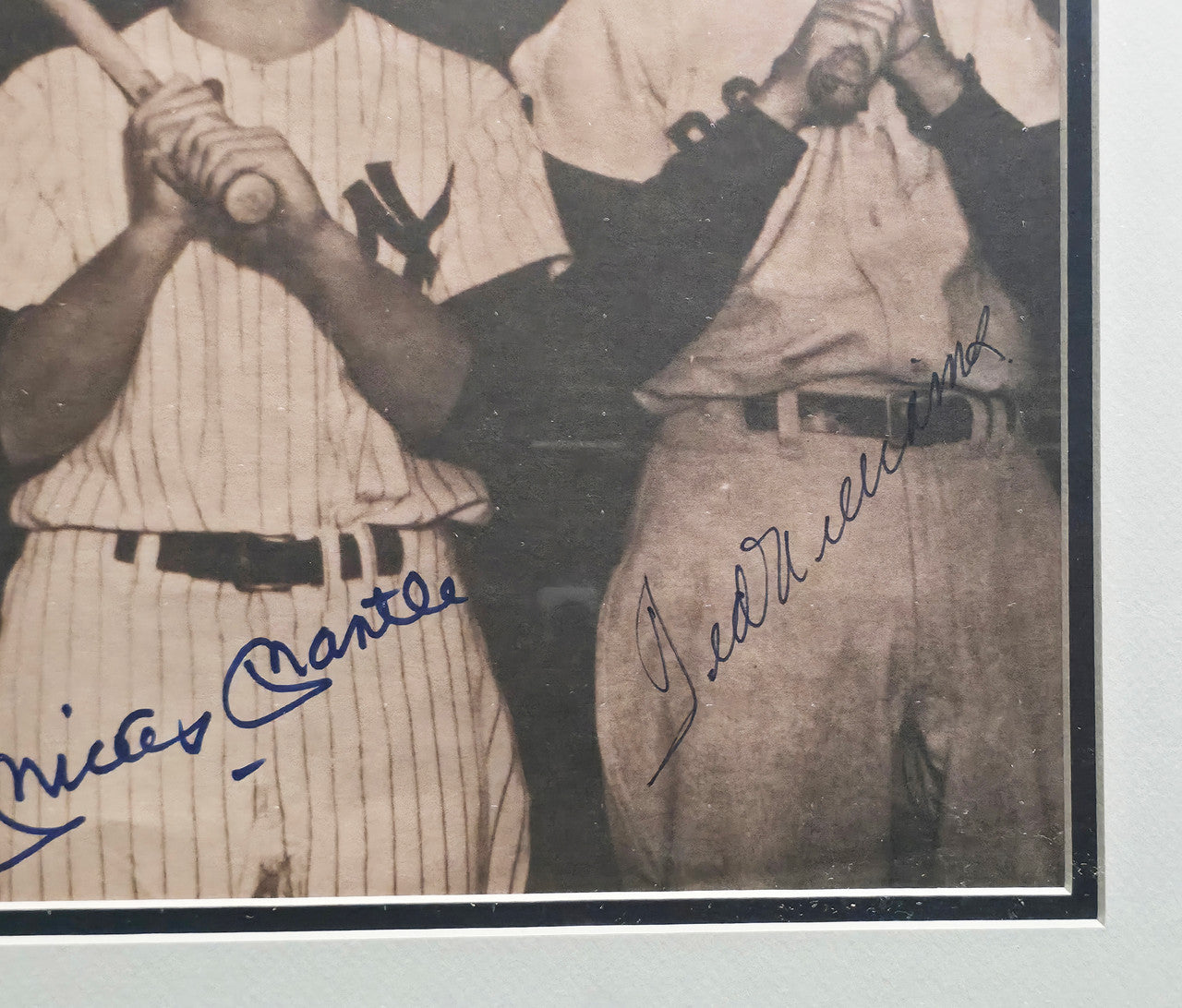 Mickey Mantle, Ted Williams & Joe DiMaggio Autographed Framed 11x14 Photo Beckett BAS #AE65547