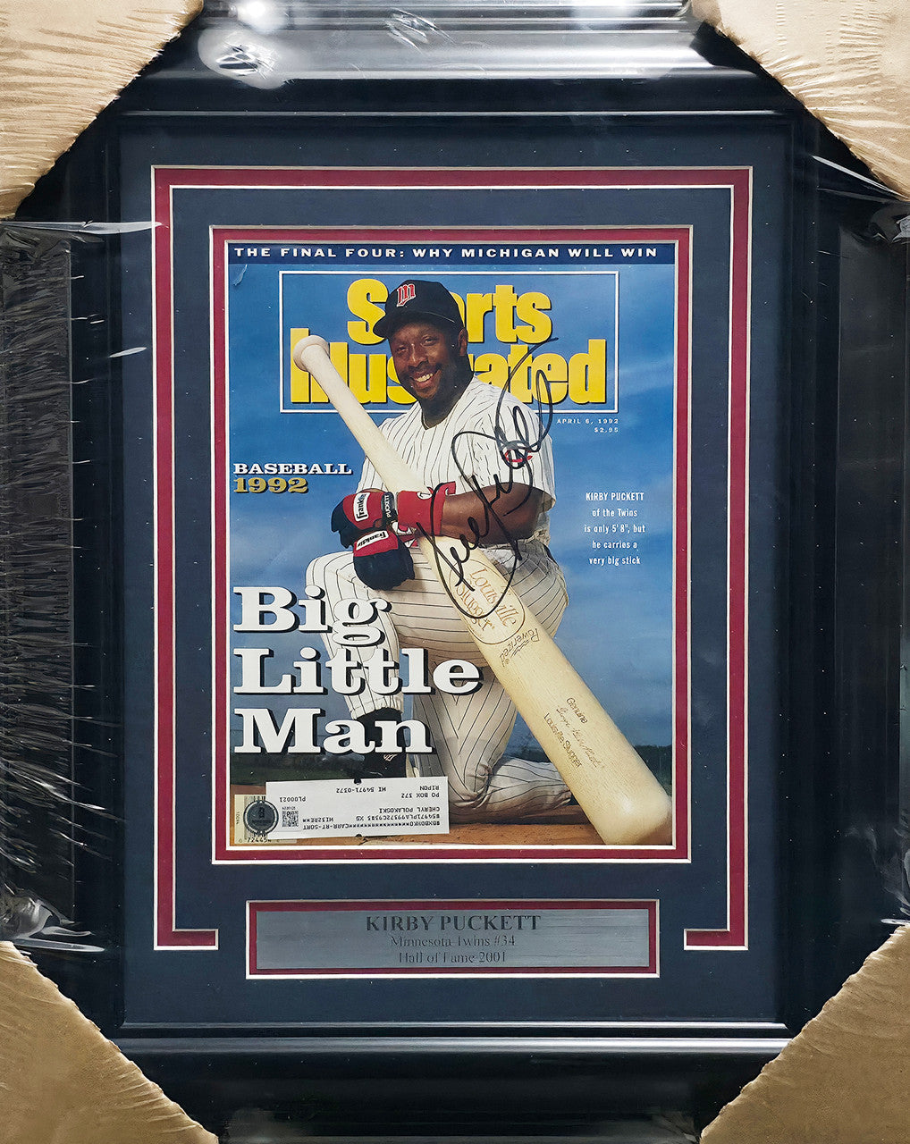 Kirby Puckett Autographed Framed Sports Illustrated Cover Minnesota Twins Beckett BAS #AE85126
