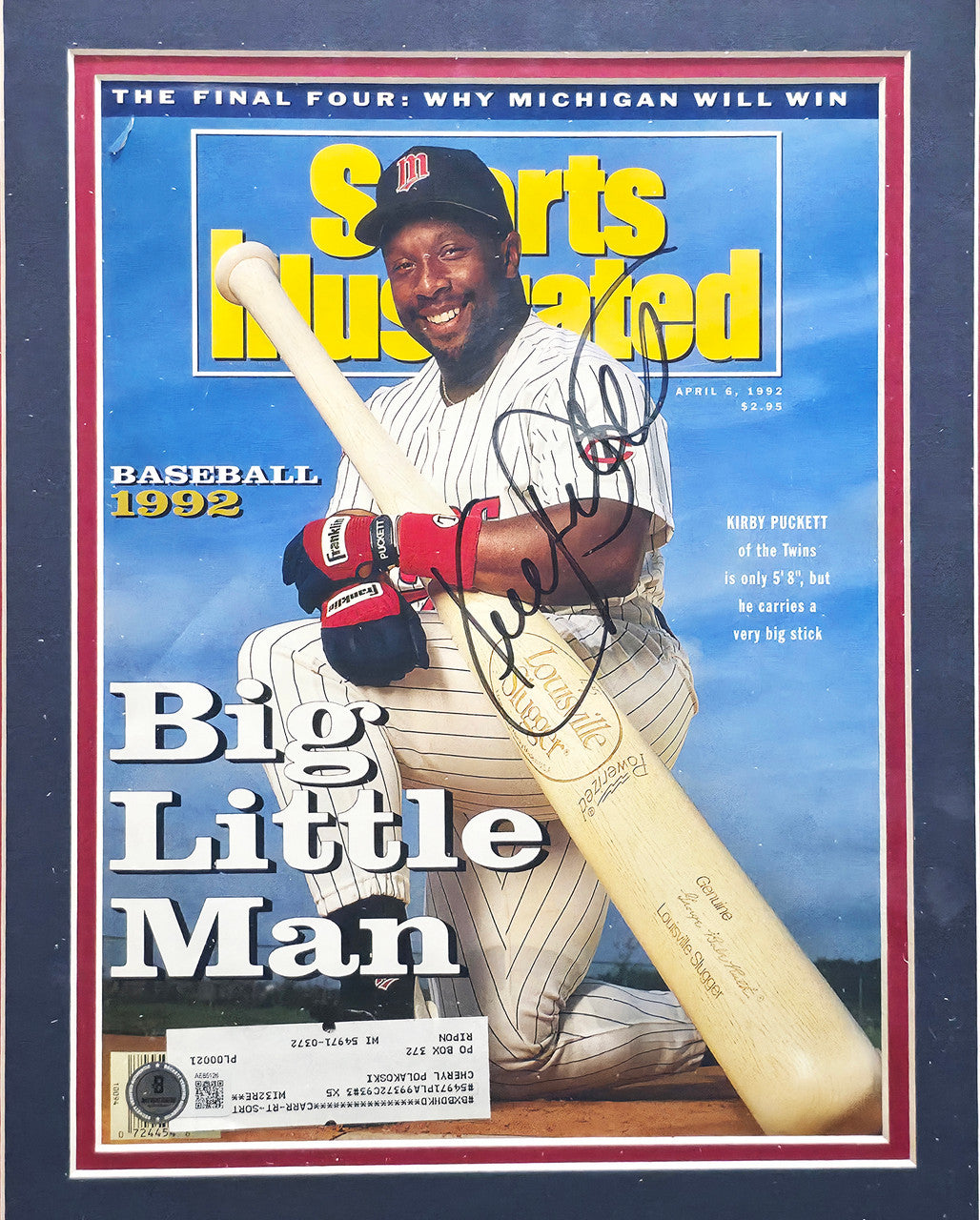 Kirby Puckett Autographed Framed Sports Illustrated Cover Minnesota Twins Beckett BAS #AE85126