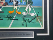 Lawrence Taylor, Joe Namath & Charles McKimson Autographed Framed 10x12 Photo Looney Tunes #230/250 JSA #X51365