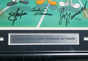 Lawrence Taylor, Joe Namath & Charles McKimson Autographed Framed 10x12 Photo Looney Tunes #230/250 JSA #X51365