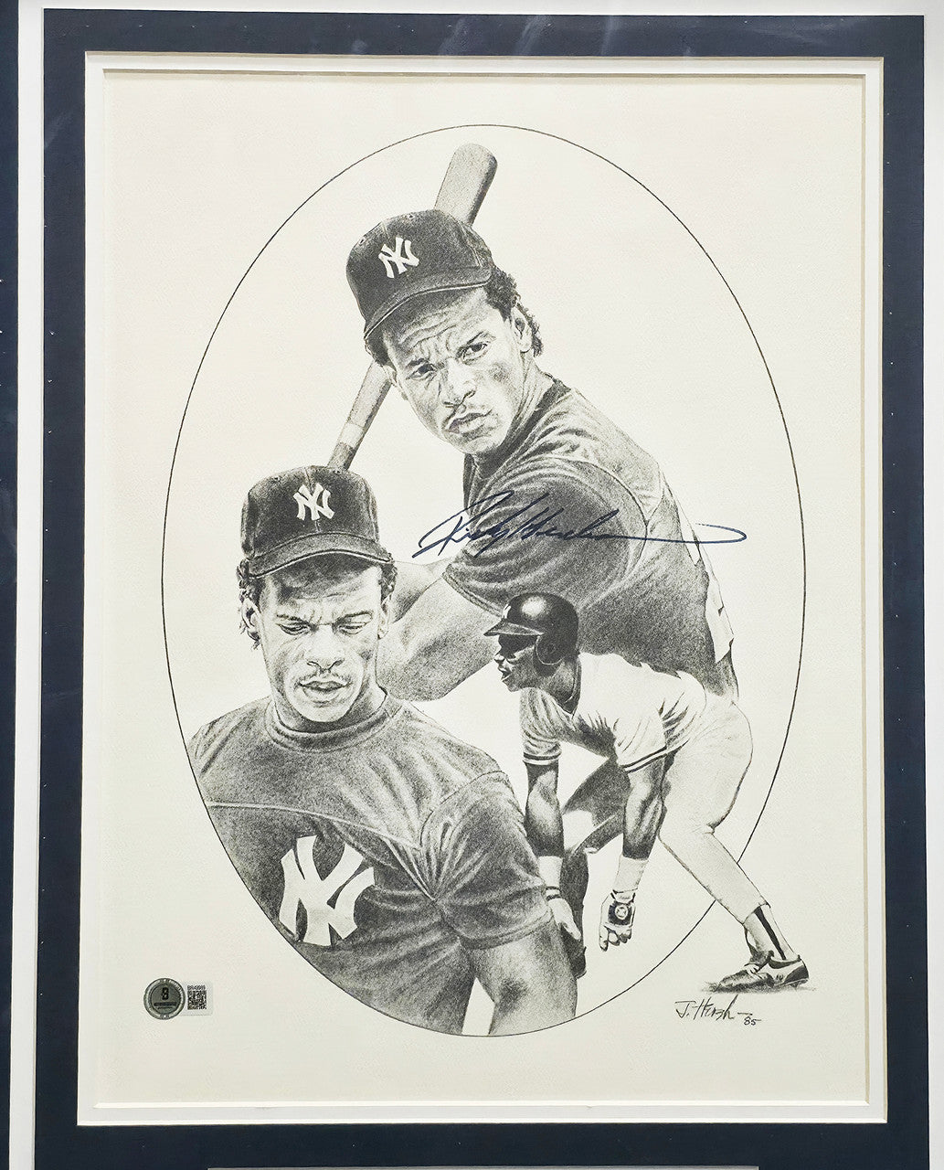 Rickey Henderson Autographed Framed 12x16 Lithograph Photo New York Yankees Beckett BAS QR #BR49989
