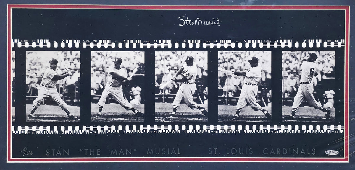 Stan Musial Autographed Framed 11x24 Film Strip Photo St. Louis Cardinals UDA Holo #BAF70608