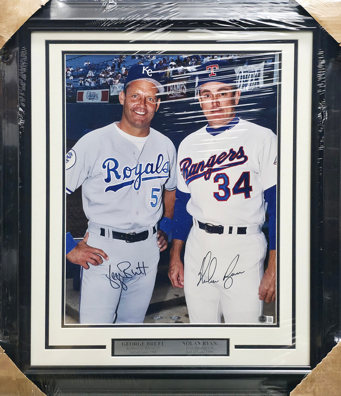 Nolan Ryan & George Brett Autographed Framed 16x20 Photo Beckett BAS #AE85529