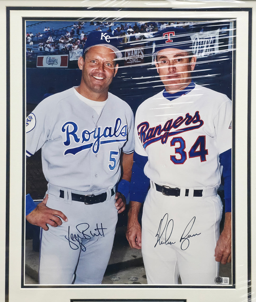 Nolan Ryan & George Brett Autographed Framed 16x20 Photo Beckett BAS #AE85529