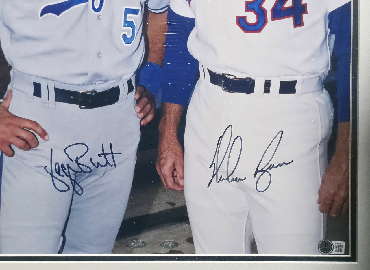 Nolan Ryan & George Brett Autographed Framed 16x20 Photo Beckett BAS #AE85529