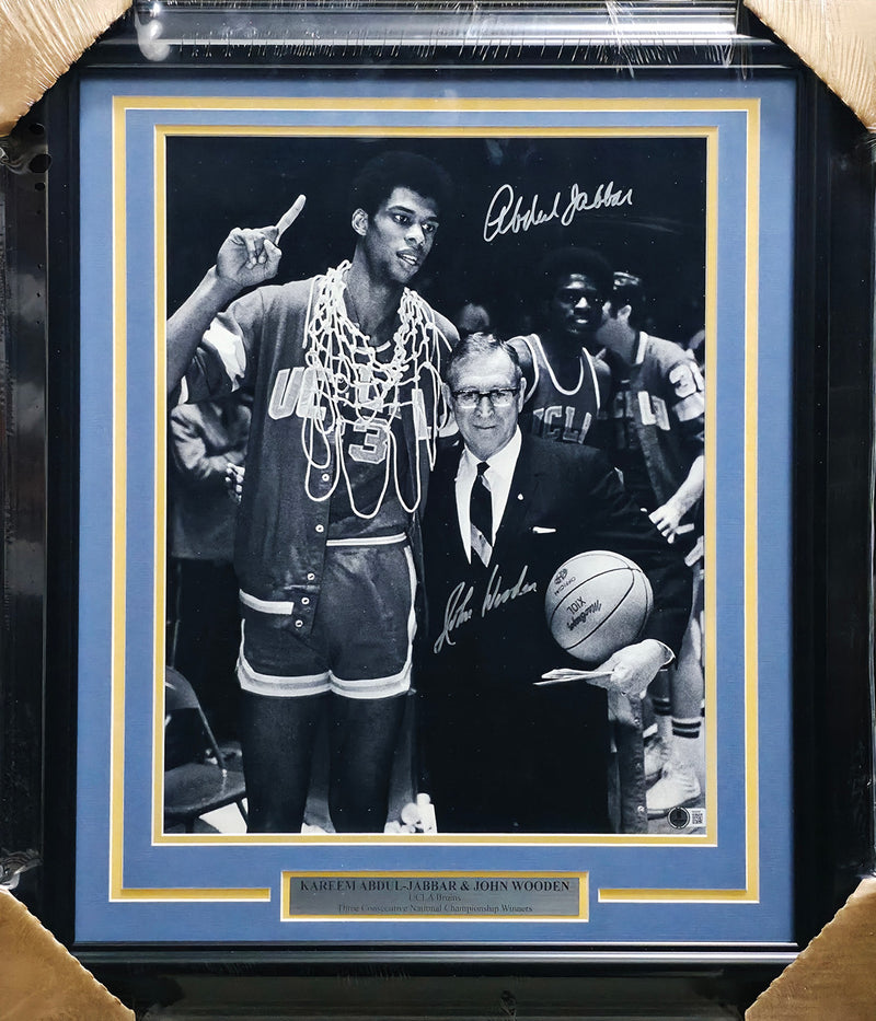 Kareem Abdul-Jabbar & John Wooden Autographed Framed 16x20 Photo UCLA Bruins Beckett BAS #AE85500