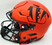 Ja'Marr Chase Autographed Cincinnati Bengals Orange Full Size SpeedFlex Authentic Helmet Beckett BAS Witness #3W360233