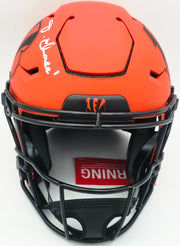 Ja'Marr Chase Autographed Cincinnati Bengals Orange Full Size SpeedFlex Authentic Helmet Beckett BAS Witness #3W360233