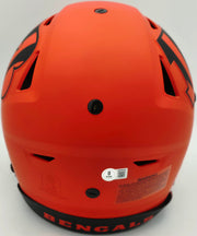 Ja'Marr Chase Autographed Cincinnati Bengals Orange Full Size SpeedFlex Authentic Helmet Beckett BAS Witness #3W360233