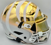 Ja'Marr Chase Autographed Cincinnati Bengals Gold Full Size SpeedFlex Authentic Helmet Beckett BAS Witness #3W360476