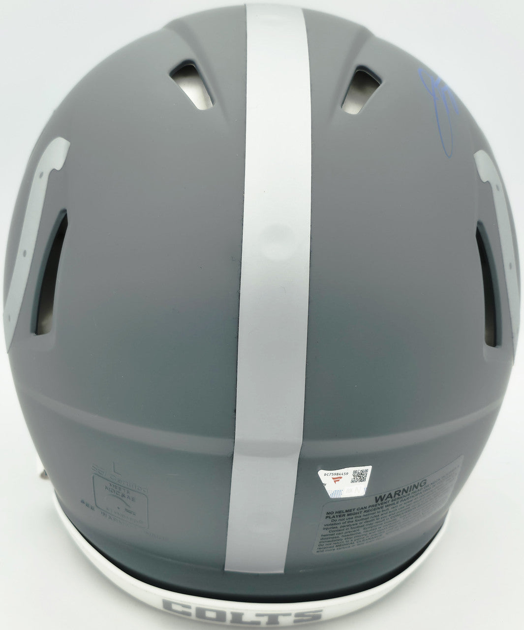 Jonathan Taylor Autographed Indianapolis Colts Slate Gray Full Size Speed Authentic Helmet "For The Shoe" Fanatics Holo #DC75984459